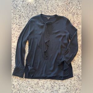 Massimo Dutti black Blouse with Tie Detail size S
